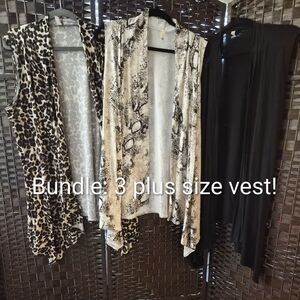 Animal Print, Snakeskin, and Black Plus Size Vests cardigan BUNDLE